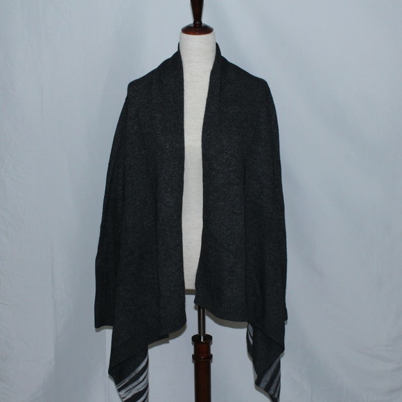 NWT Saks 360 Sweater Striped Draped Cardigan - Picture 1 of 3